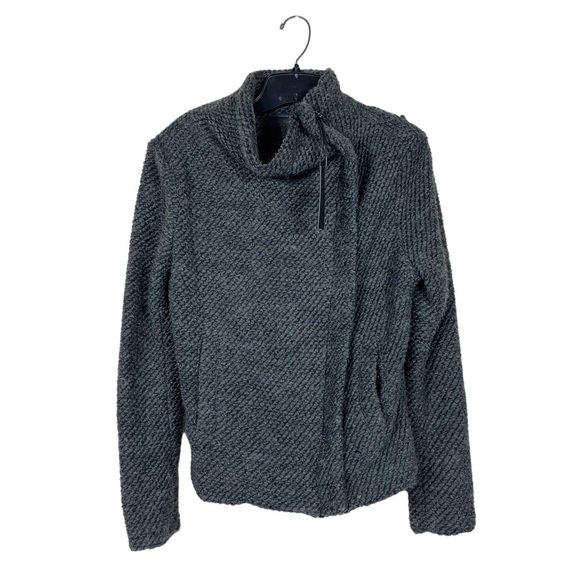 NWT BLANK NYC Charcoal Gray Chunky Knit Asymmetrical Zip Moto Sweater Jacket M - Picture 1 of 7